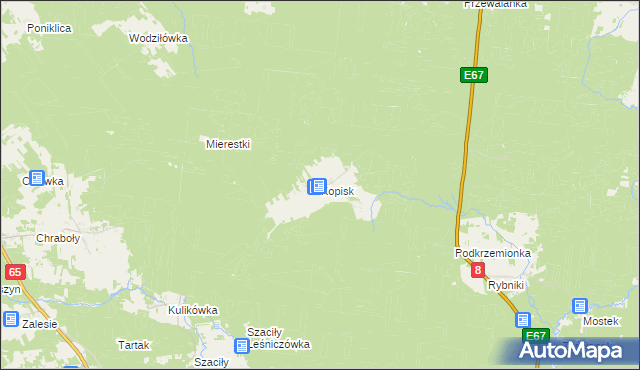 mapa Kopisk, Kopisk na mapie Targeo