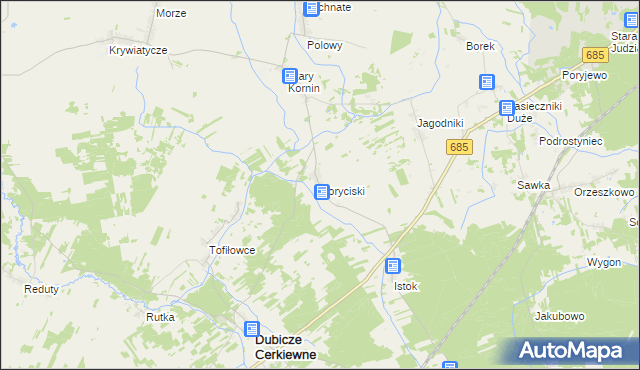 mapa Koryciski, Koryciski na mapie Targeo