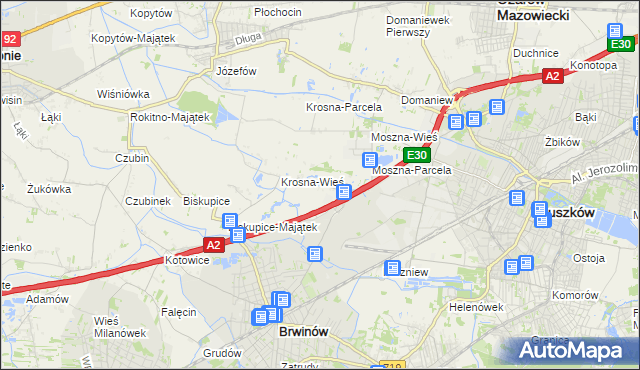 mapa Koszajec gmina Brwinów, Koszajec gmina Brwinów na mapie Targeo