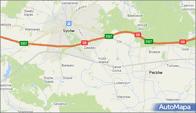 mapa Koza Wielka, Koza Wielka na mapie Targeo