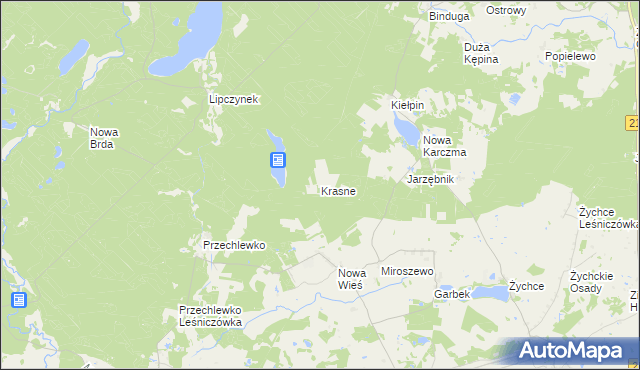 mapa Krasne gmina Przechlewo, Krasne gmina Przechlewo na mapie Targeo