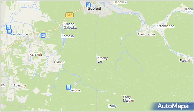 mapa Krasny Las, Krasny Las na mapie Targeo