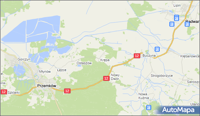 mapa Krępa gmina Przemków, Krępa gmina Przemków na mapie Targeo