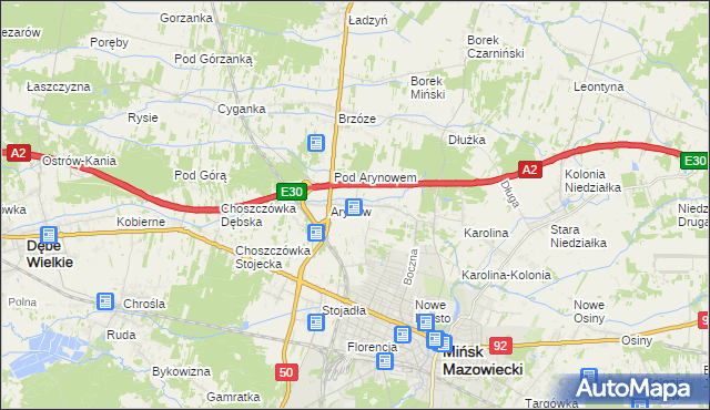 mapa Królewiec gmina Mińsk Mazowiecki, Królewiec gmina Mińsk Mazowiecki na mapie Targeo