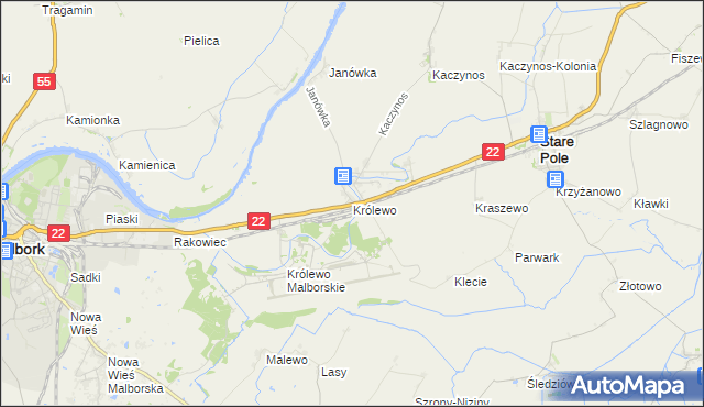 mapa Królewo gmina Stare Pole, Królewo gmina Stare Pole na mapie Targeo