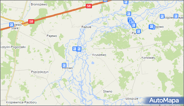 mapa Kruszewo gmina Choroszcz, Kruszewo gmina Choroszcz na mapie Targeo