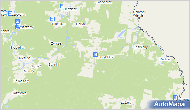 mapa Kruszyniany, Kruszyniany na mapie Targeo