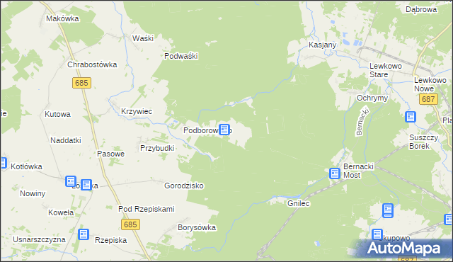 mapa Krynica gmina Narewka, Krynica gmina Narewka na mapie Targeo