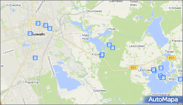 mapa Krzywe gmina Suwałki, Krzywe gmina Suwałki na mapie Targeo