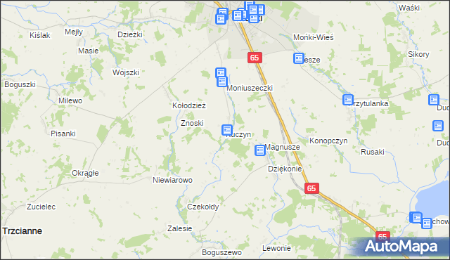 mapa Kuczyn gmina Mońki, Kuczyn gmina Mońki na mapie Targeo