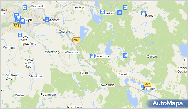 mapa Kwiedzina, Kwiedzina na mapie Targeo