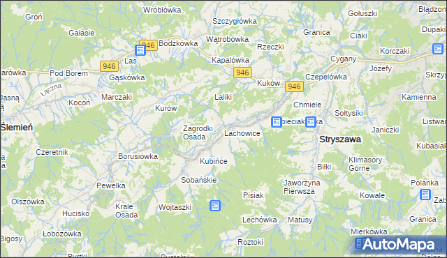 mapa Lachowice, Lachowice na mapie Targeo