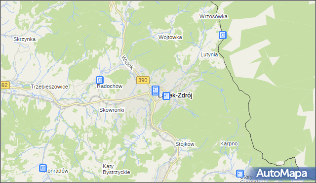 mapa Lądek-Zdrój, Lądek-Zdrój na mapie Targeo