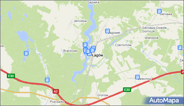 mapa Łagów powiat świebodziński, Łagów powiat świebodziński na mapie Targeo