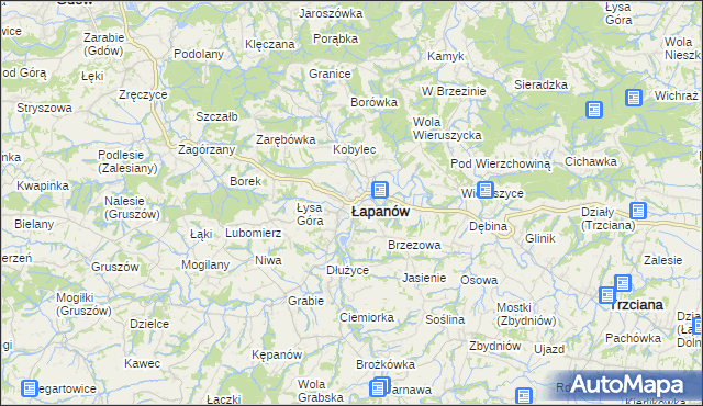 mapa Łapanów, Łapanów na mapie Targeo