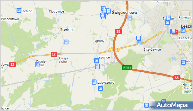 mapa Lasocice gmina Święciechowa, Lasocice gmina Święciechowa na mapie Targeo