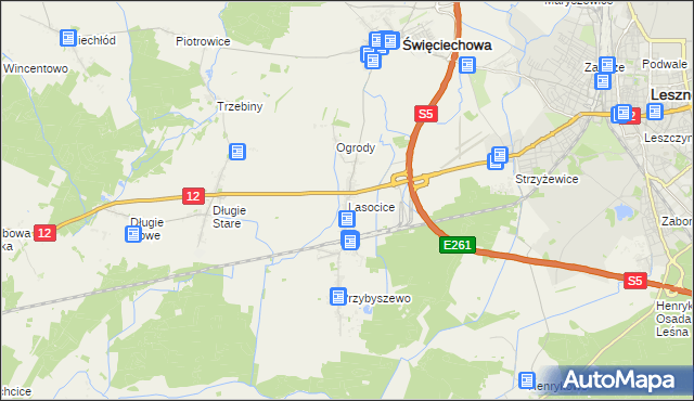 mapa Lasocice gmina Święciechowa, Lasocice gmina Święciechowa na mapie Targeo