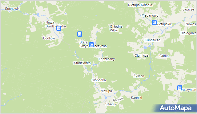 mapa Leszczany gmina Krynki, Leszczany gmina Krynki na mapie Targeo