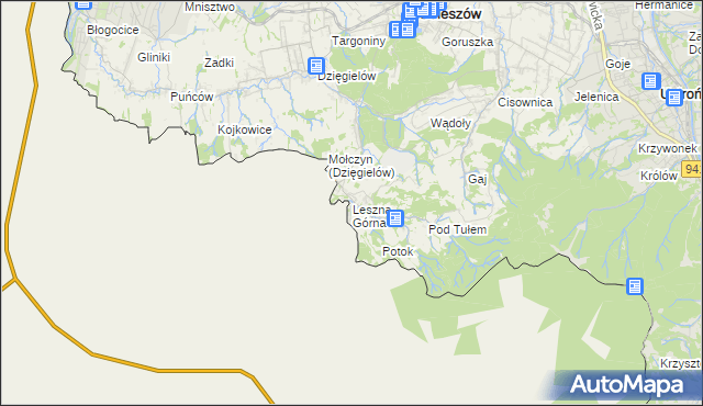 mapa Leszna Górna, Leszna Górna na mapie Targeo