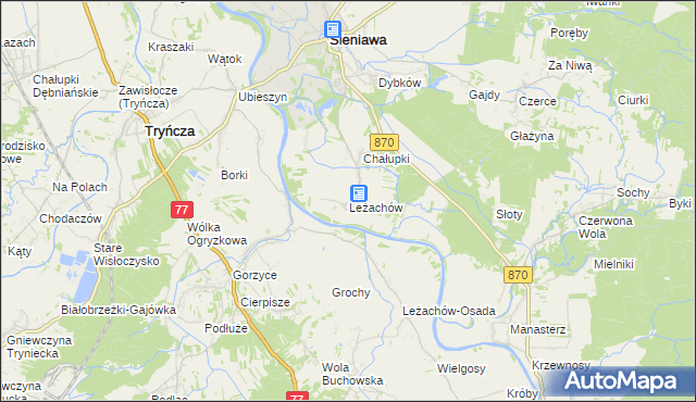 mapa Leżachów, Leżachów na mapie Targeo