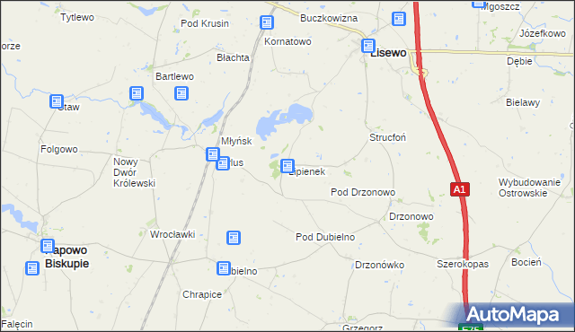 mapa Lipienek, Lipienek na mapie Targeo