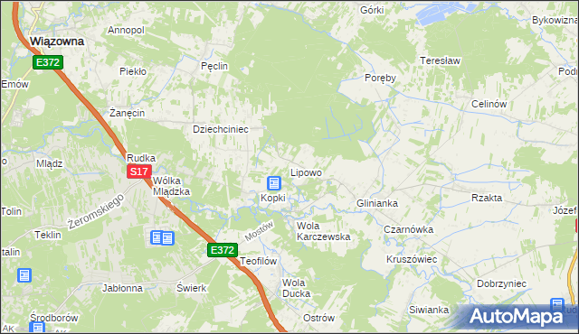 mapa Lipowo gmina Wiązowna, Lipowo gmina Wiązowna na mapie Targeo