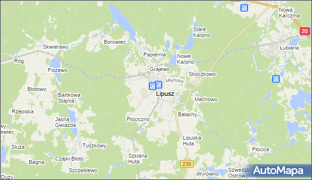 mapa Lipusz, Lipusz na mapie Targeo