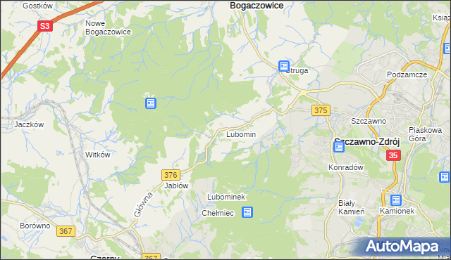 mapa Lubomin gmina Stare Bogaczowice, Lubomin gmina Stare Bogaczowice na mapie Targeo