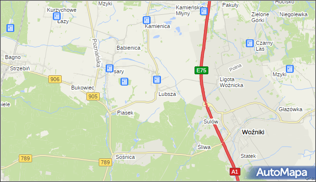 mapa Lubsza gmina Woźniki, Lubsza gmina Woźniki na mapie Targeo