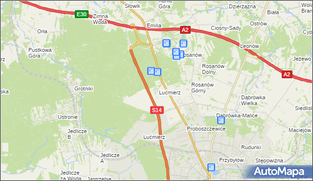 mapa Lućmierz-Ośrodek, Lućmierz-Ośrodek na mapie Targeo