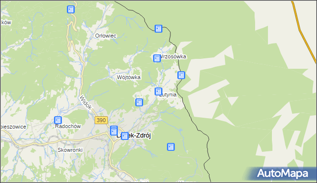 mapa Lutynia gmina Lądek-Zdrój, Lutynia gmina Lądek-Zdrój na mapie Targeo