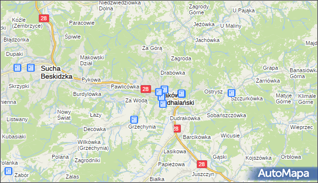 mapa Maków Podhalański, Maków Podhalański na mapie Targeo