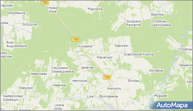 mapa Mariampol gmina Głowaczów, Mariampol gmina Głowaczów na mapie Targeo