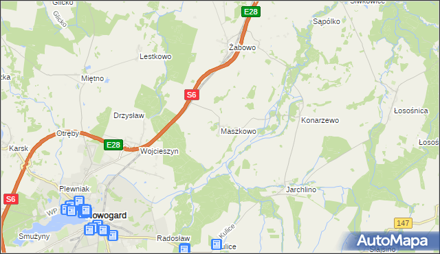 mapa Maszkowo gmina Nowogard, Maszkowo gmina Nowogard na mapie Targeo