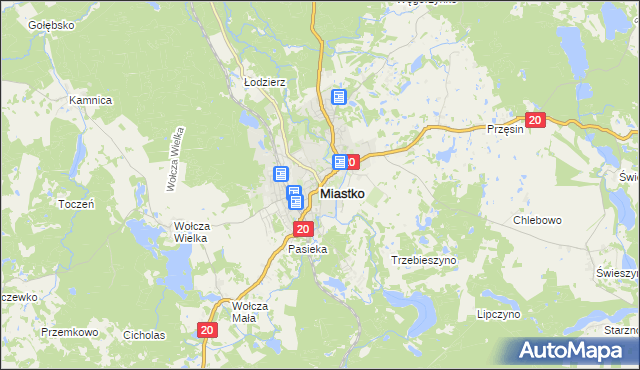 mapa Miastko powiat bytowski, Miastko powiat bytowski na mapie Targeo