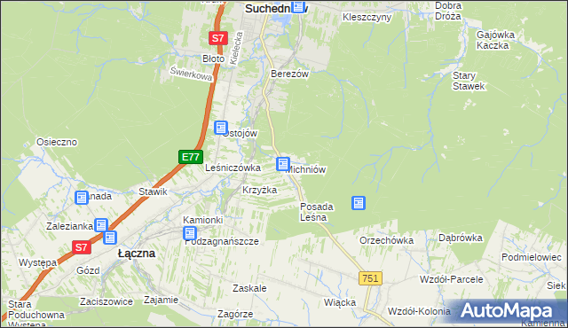 mapa Michniów, Michniów na mapie Targeo