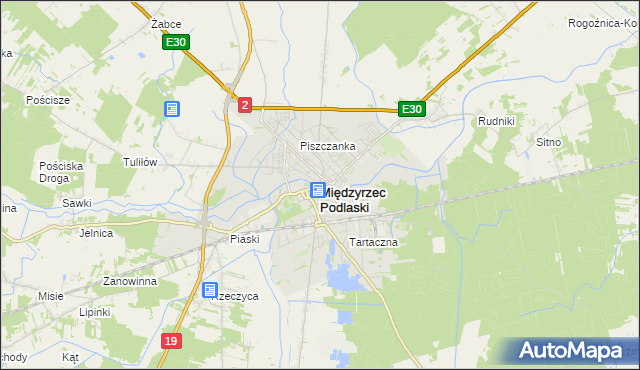 mapa Międzyrzec Podlaski, Międzyrzec Podlaski na mapie Targeo