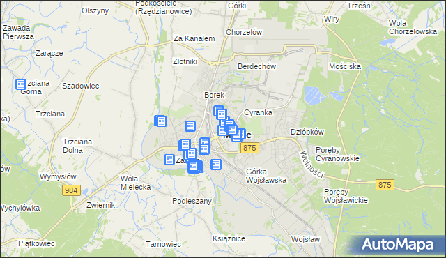 mapa Mielca, Mielec na mapie Targeo