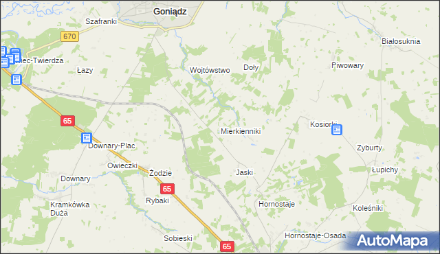 mapa Mierkienniki, Mierkienniki na mapie Targeo