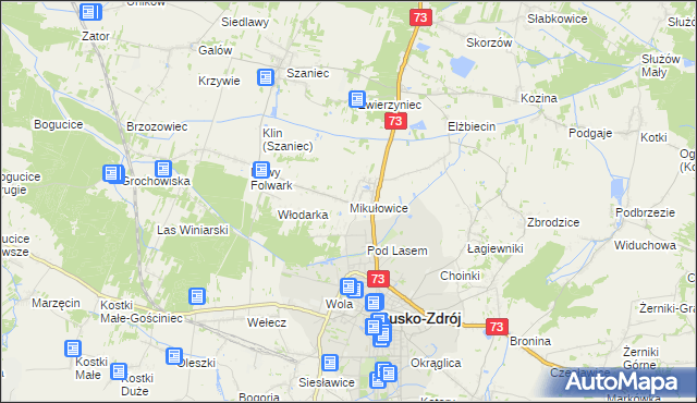 mapa Mikułowice gmina Busko-Zdrój, Mikułowice gmina Busko-Zdrój na mapie Targeo