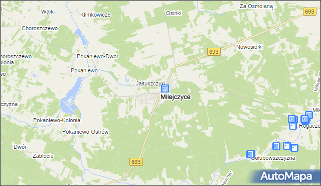 mapa Milejczyce, Milejczyce na mapie Targeo