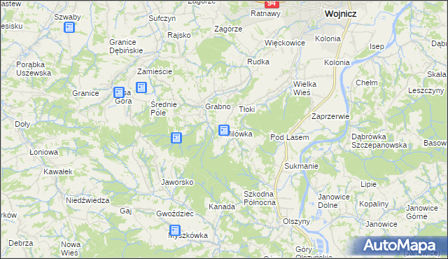 mapa Milówka gmina Wojnicz, Milówka gmina Wojnicz na mapie Targeo