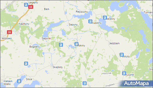 mapa Mokiny, Mokiny na mapie Targeo