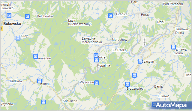 mapa Mokre gmina Zagórz, Mokre gmina Zagórz na mapie Targeo