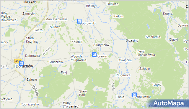 mapa Morawin gmina Doruchów, Morawin gmina Doruchów na mapie Targeo