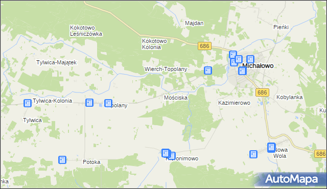 mapa Mościska gmina Michałowo, Mościska gmina Michałowo na mapie Targeo