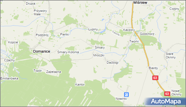 mapa Mroczki gmina Wiśniew, Mroczki gmina Wiśniew na mapie Targeo