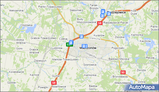 mapa Mszczonów, Mszczonów na mapie Targeo