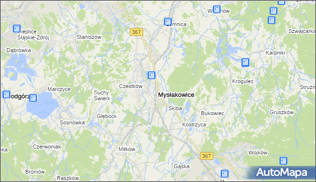 mapa Mysłakowice, Mysłakowice na mapie Targeo