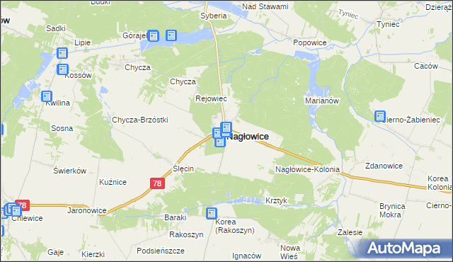 mapa Nagłowice, Nagłowice na mapie Targeo